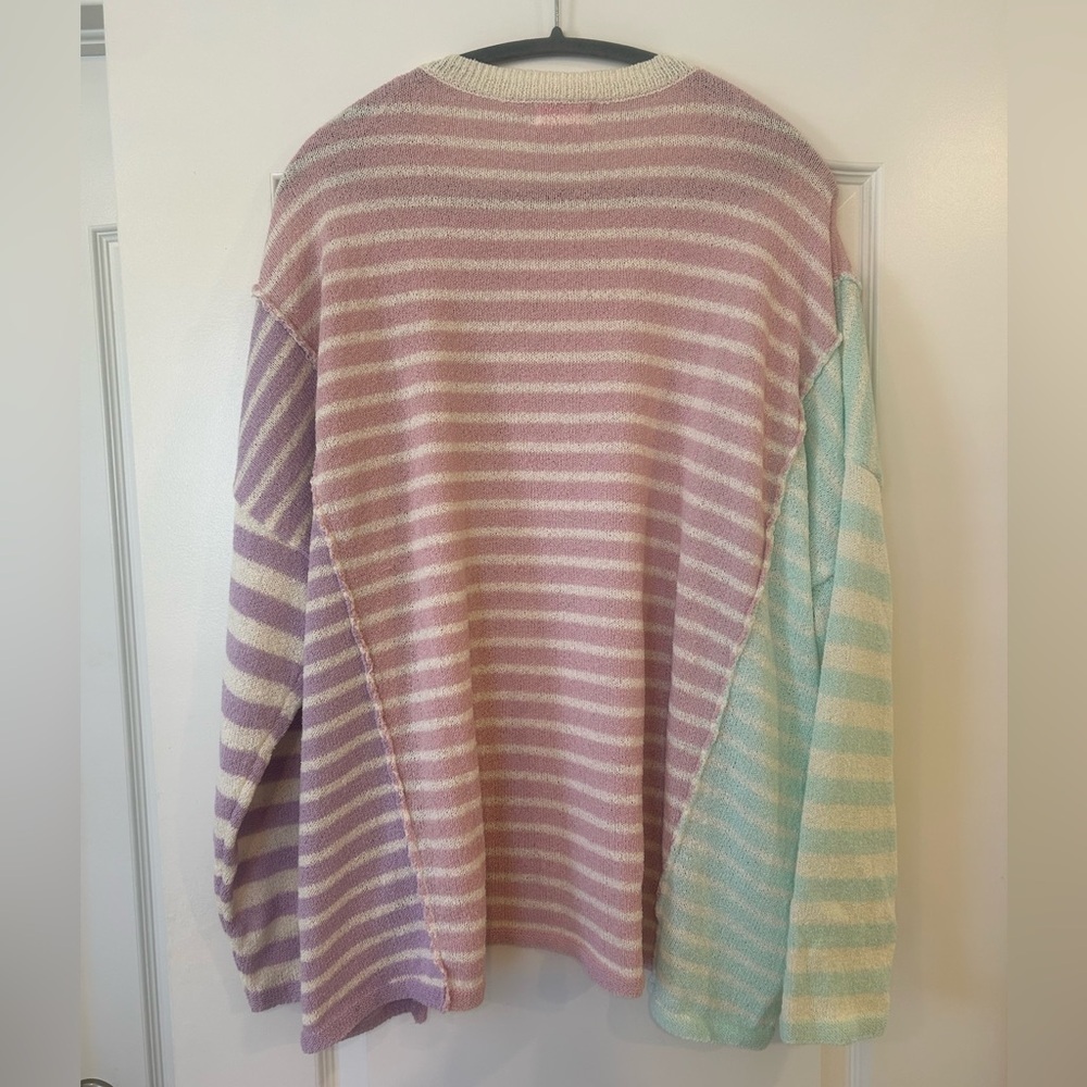 NWOT Pink Lily Kailynn Oversized Multi-Stripe Sweater - Picture 5 of 9